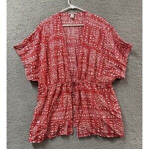 Victorias Secret Robe Womens OS Red White Waist Tie Heart Print Kimono
